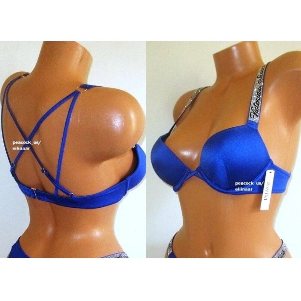 32D Victoria Secret Swim Shine Strap Bombshell Push-up Bkini Top +2 cup $70
